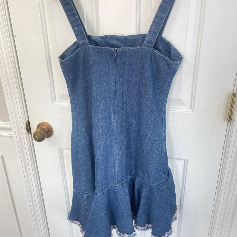 Blue Denim Ruffle Dress - Picture 4 of 9